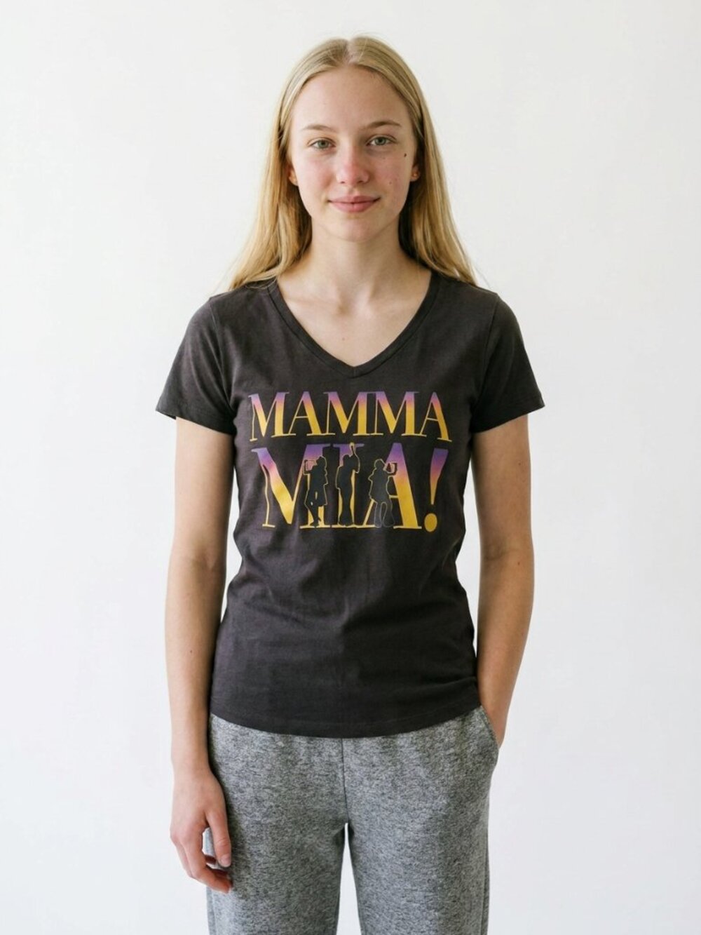 NWOT Mamma Mia! V-neck Black Women's T-shirt Never Been Worn Size Medium M